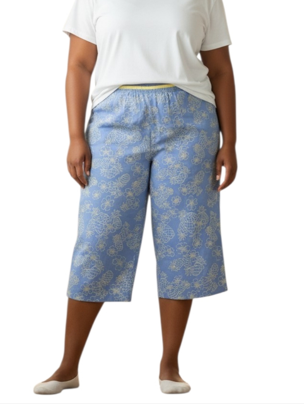 Talbots Embroidered Pineapple Crop Pants